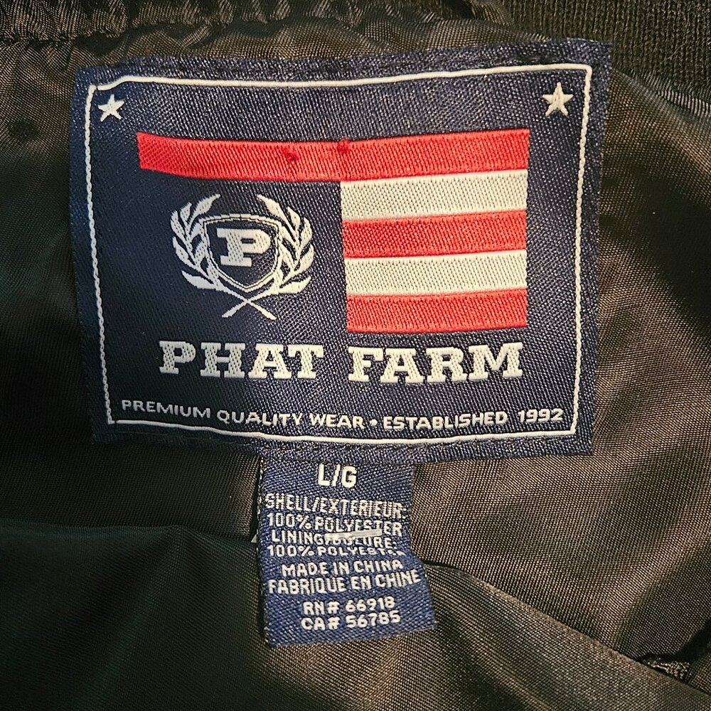 NWOT Phat Farm Lightweight Nylon Bomber Jacket, Black, Size L
